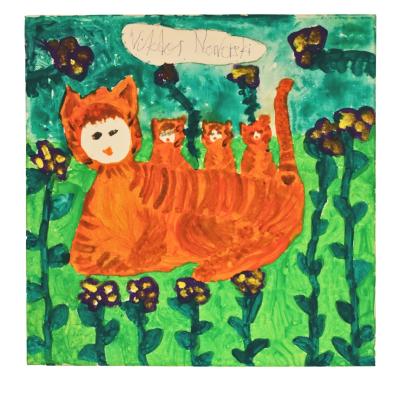 „Katzenfamilie im Grünen“ von Viktor Noworski