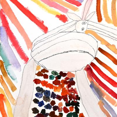 Das Einhorn mit Regenboen von Nina Resl