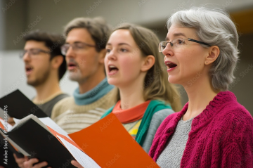 Frauen und Männer singen gemeinsam 