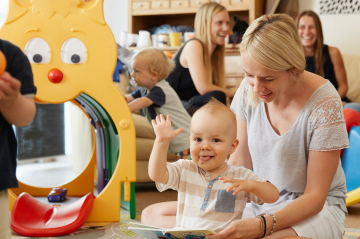 Mütter und Kinder verbringen miteinander Zeit.